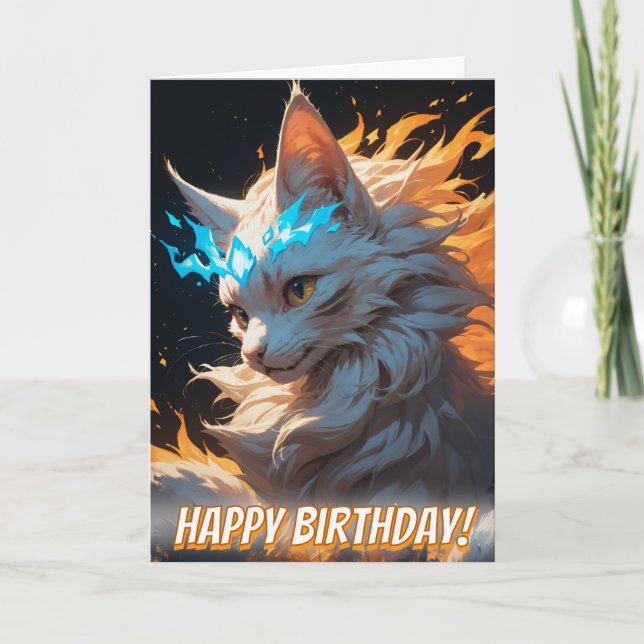 Mystical Flame Cat Familiar Card (Front)