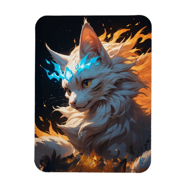 Mystical Flame Cat Familiar Magnet (Vertical)