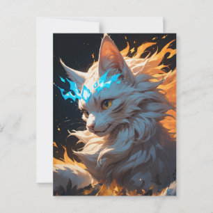 Mystical Flame Cat Familiar Postcard