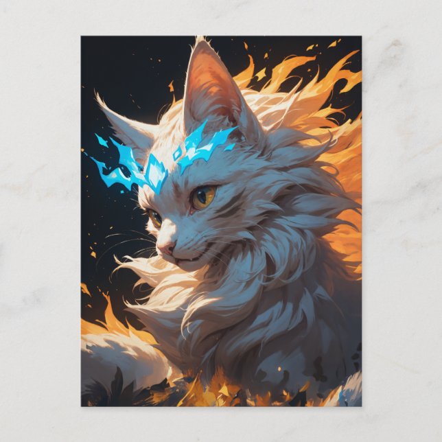 Mystical Flame Cat Familiar Postcard (Front)