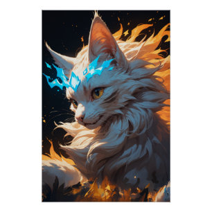 Mystical Flame Cat Familiar Poster