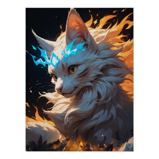 Mystical Flame Cat Familiar Poster (Front)