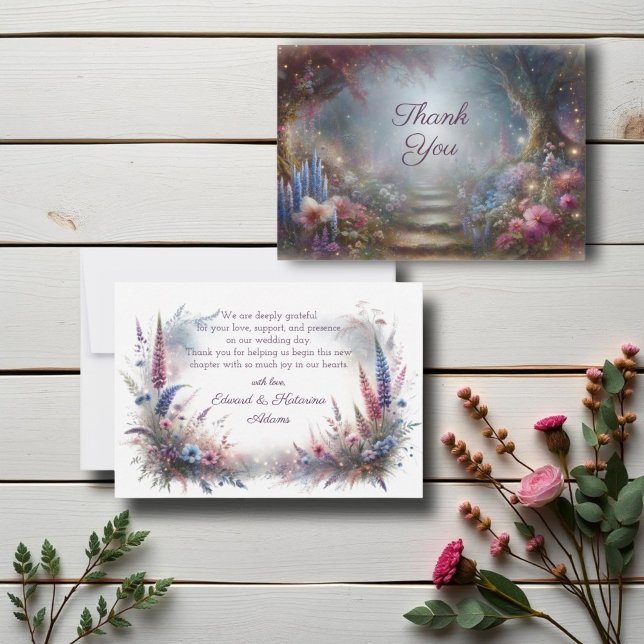 Mystical Floral Forest Wedding Thank You Card (Creator Uploaded)