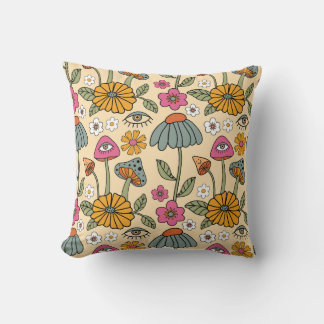 Mystical Floral Mushrooms Cushion