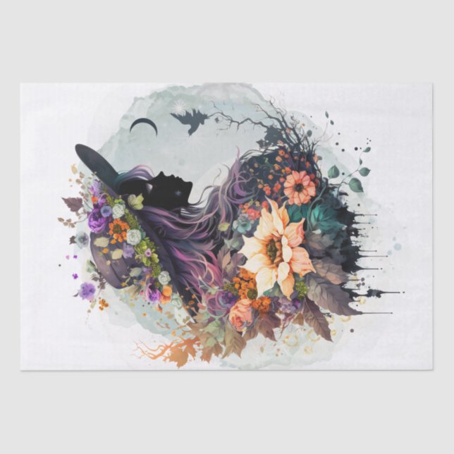 Mystical Floral Witch Tissue Paper (Front)