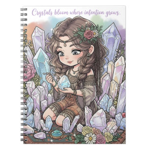 Mystical Flower Child with Quartz Notebook