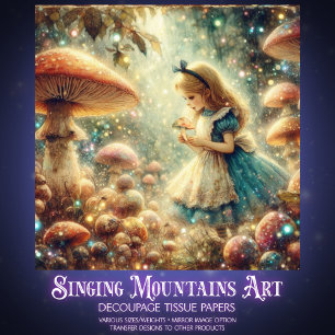 Mystical Forest Alice and Mushrooms Decoupage Tissue Paper