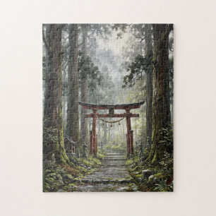 Mystical forest and torii gate that symbolizes it jigsaw puzzle