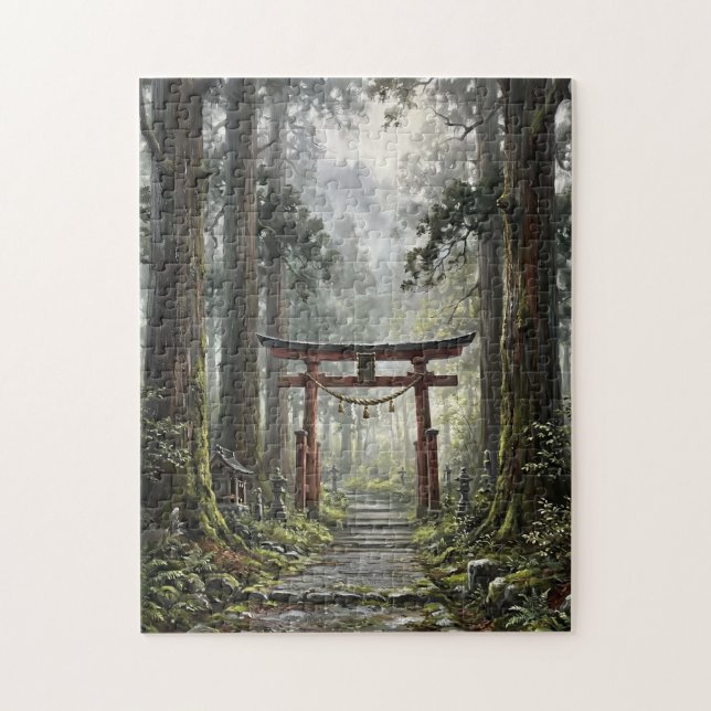 Mystical forest and torii gate that symbolizes it jigsaw puzzle (Vertical)