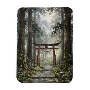 Mystical forest and torii gate that symbolizes it magnet