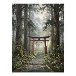 Mystical forest and torii gate that symbolizes it photo print