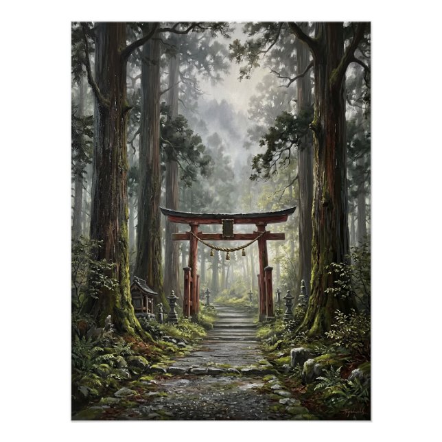 Mystical forest and torii gate that symbolizes it poster (Front)