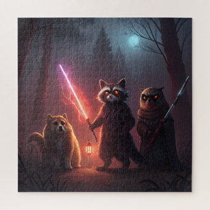 Mystical Forest Battle Animals Art Jigsaw Puzzle
