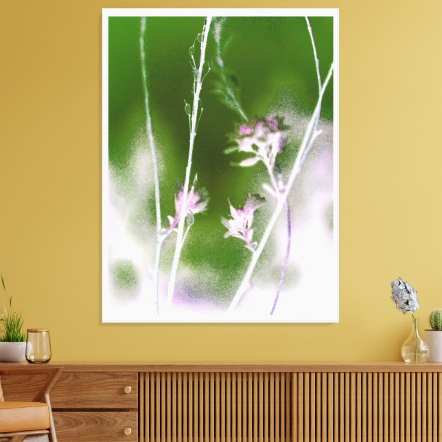 Mystical Forest Bloom – Boho Flowers & Trees Canvas Print (Insitu(LivingRoom))