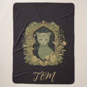 Mystical Forest Cat - Personalised Woodland Sherpa Blanket