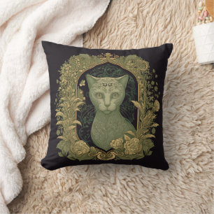 Mystical Forest Cat - Woodland Cushion