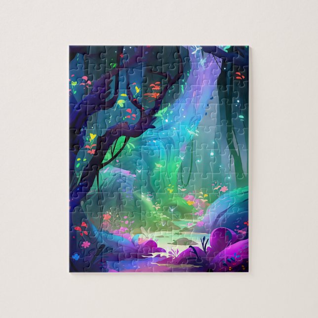 Mystical Forest Celestial Blue Night Sky Jigsaw Puzzle (Vertical)