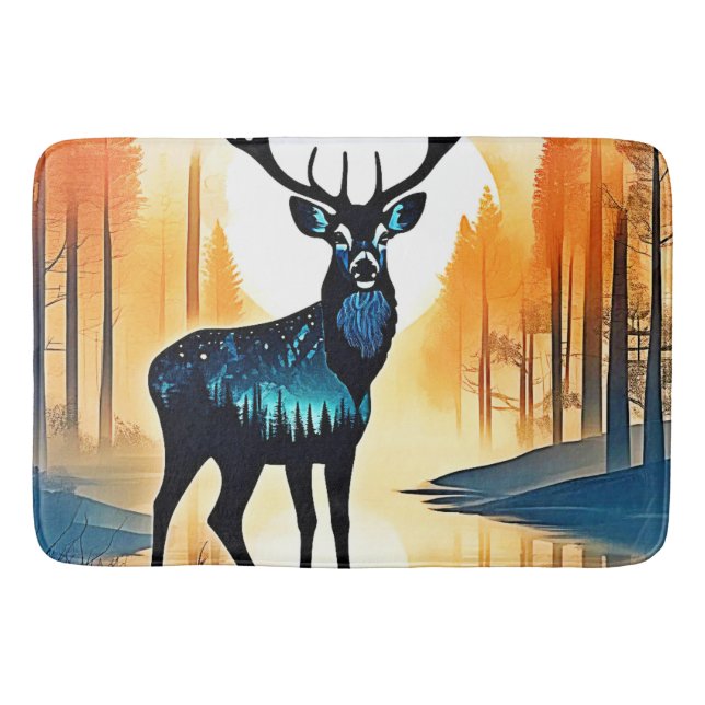 Mystical Forest Deer Bath Mat (Front)