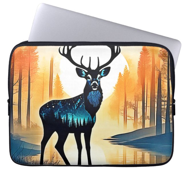 Mystical Forest Deer Laptop Sleeve (Front)