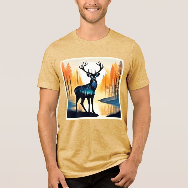 Mystical Forest Deer Tri-Blend Shirt (Front)