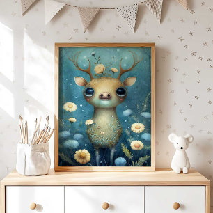 Mystical Forest Deer Wall Art   Floral Nursery