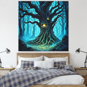 Mystical Forest Eye Tree Art Canvas Print