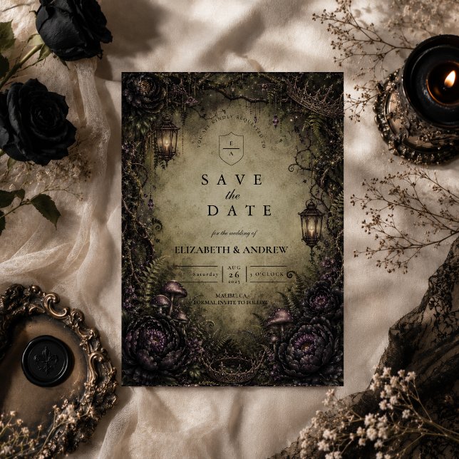 Mystical Forest Fairy Goth Wedding Save The Date (Creator Uploaded)