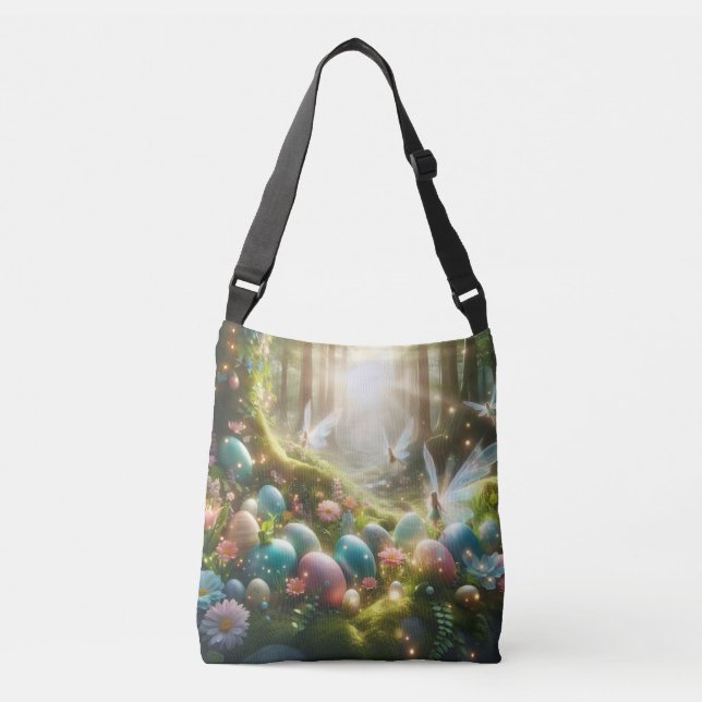 Mystical Forest Fairy Magical Spring Eggs Crossbody Bag (Front)