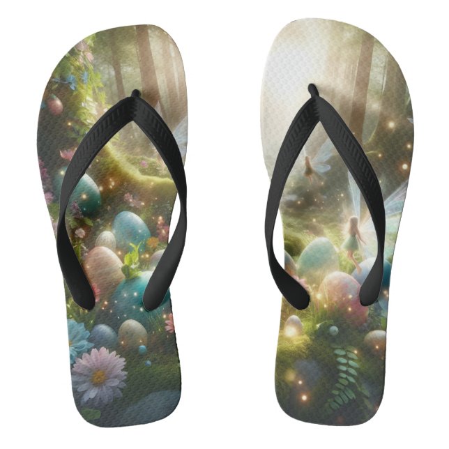 Mystical Forest Fairy Magical Spring Eggs Flip Flops (Footbed)