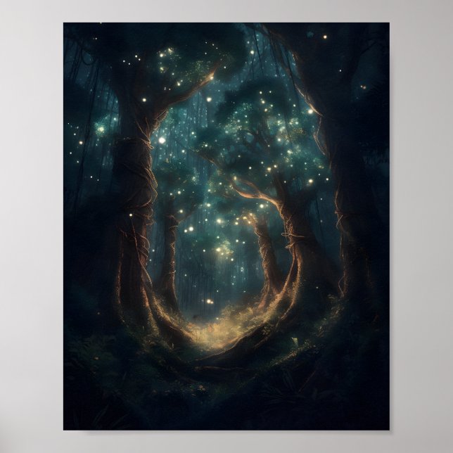 Mystical Forest Filled With Towering Trees Poster (Front)