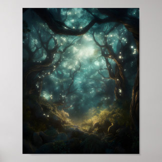 Mystical Forest Filled With Towering Trees Poster