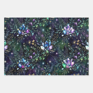Mystical Forest Gemstones Print Flat Wrap Wrapping Paper Sheet