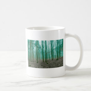 Mystical Forest in the fog in Green Coffee Mug