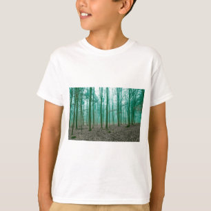 Mystical Forest in the fog in Green T-Shirt