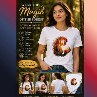 Mystical Forest Letter C T-Shirt | Fantasy Nature Tri-Blend Shirt