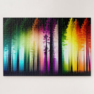 Mystical Forest of Kaleidoscope of Rainbow Colors Jigsaw Puzzle
