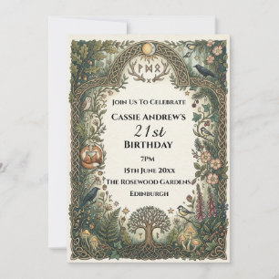 Mystical Forest Runes 21st Birthday Invite