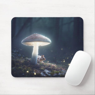 Mystical Forest Scene with Squirrel and Mushrooms Mouse Mat