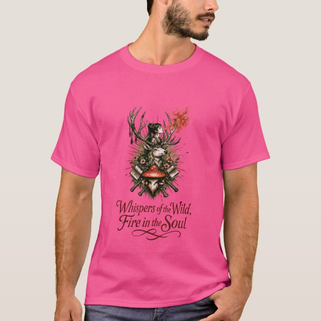 Mystical Forest Spirit Illustration T-Shirt (Front)