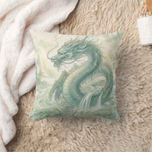 Mystical Fox Dragon Watercolor Art (2) Cushion