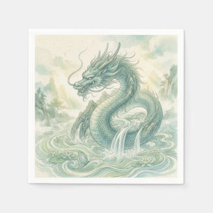 Mystical Fox Dragon Watercolor Art (2) Napkin