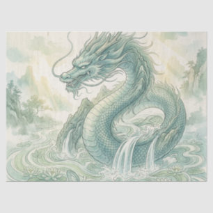 Mystical Fox Dragon Watercolor Art (2) Tissue Paper
