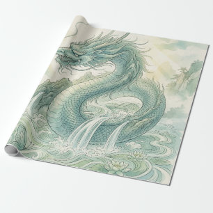 Mystical Fox Dragon Watercolor Art (2) Wrapping Paper