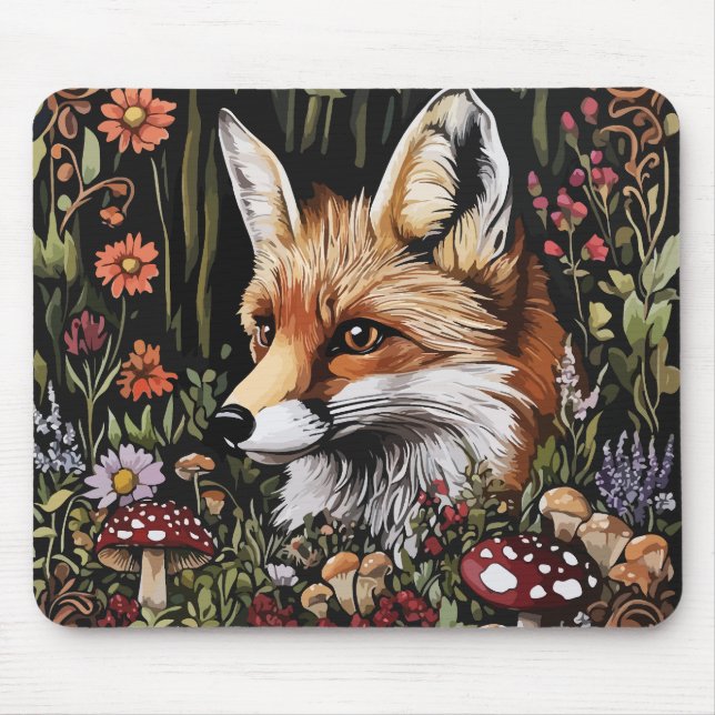Mystical Fox in Enchanted Forest Mouse Mat (Front)