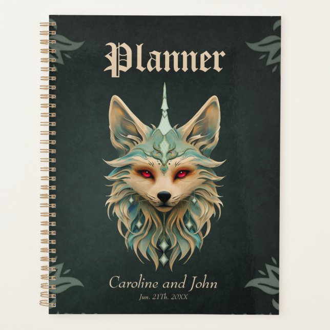 Mystical fox with piercing red eyes planner (Front)