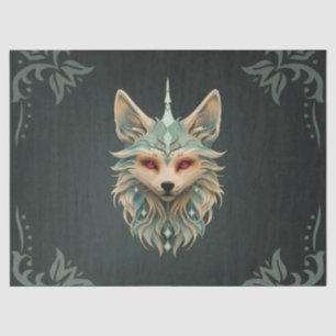 Mystical fox with piercing red eyes.  tissue paper