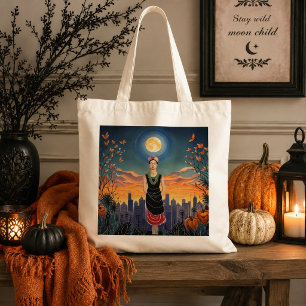 Mystical Frida Inspired Folk Art Tote Bag