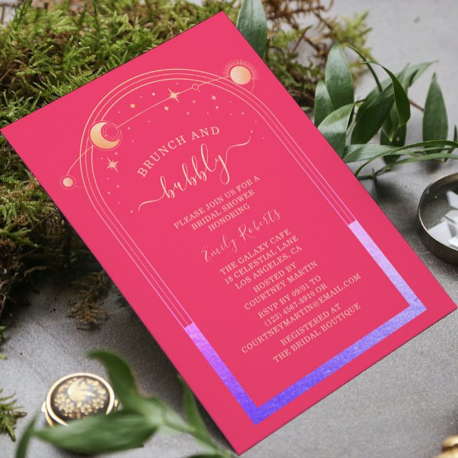Mystical Fuchsia Pink Gold Bridal Shower Invitation (Creator Uploaded)