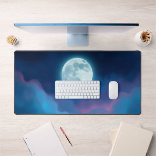 Mystical Full Moon Desk Mat – Dreamy Night Sky, Vi