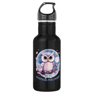 Mystical Full Moon – Pastel Purple Night Sky - Owl 532 Ml Water Bottle